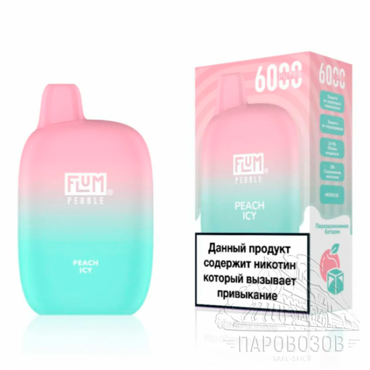 FLUM Pebble 6000 - Персик со льдом
